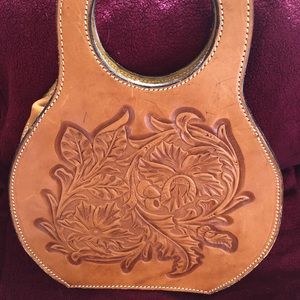 Vintage Western Leaf Leather Cowboy Style Purse